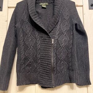 Eddie Bauer Dark Gray Cable Knit Cardigan